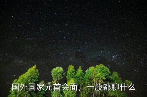 國外國家元首會面，一般都聊什么
