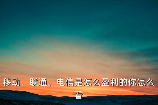 移動(dòng)、聯(lián)通、電信是怎么盈利的你怎么看