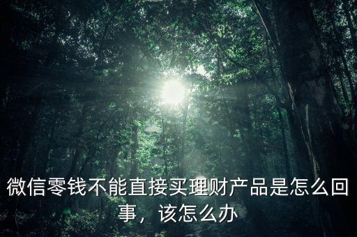微信零錢(qián)不能直接買理財(cái)產(chǎn)品是怎么回事，該怎么辦