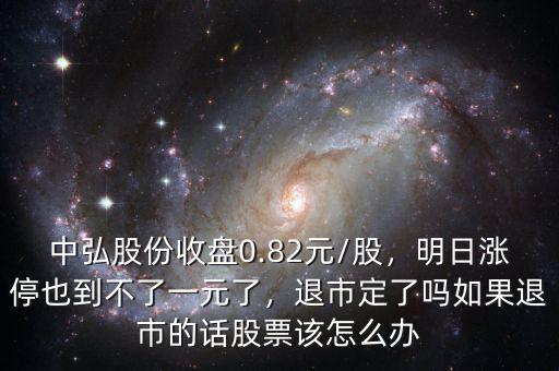 中弘股份收盤0.82元/股，明日漲停也到不了一元了，退市定了嗎如果退市的話股票該怎么辦