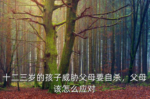 十二三歲的孩子威脅父母要自殺，父母該怎么應(yīng)對(duì)
