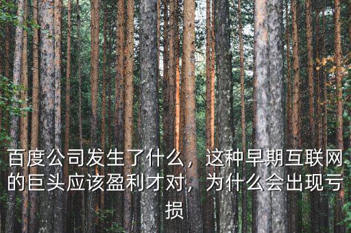 百度公司發(fā)生了什么，這種早期互聯(lián)網的巨頭應該盈利才對，為什么會出現(xiàn)虧損