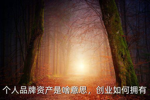 個人品牌資產(chǎn)是啥意思，創(chuàng)業(yè)如何擁有