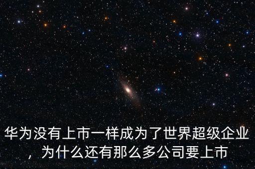 華為沒有上市一樣成為了世界超級企業(yè)，為什么還有那么多公司要上市