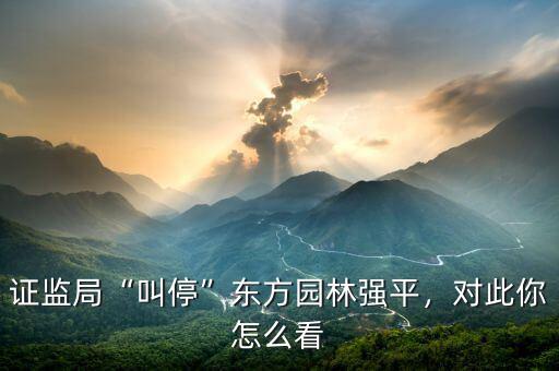 證監(jiān)局“叫停”東方園林強(qiáng)平，對(duì)此你怎么看