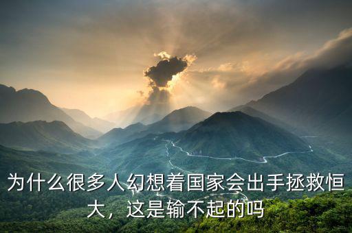 為什么很多人幻想著國家會出手拯救恒大，這是輸不起的嗎