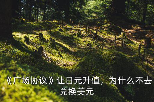 《廣場(chǎng)協(xié)議》讓日元升值，為什么不去兌換美元