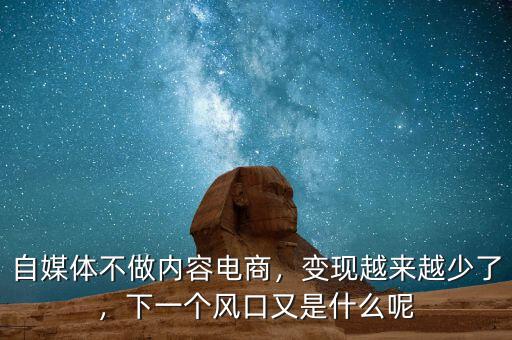 自媒體不做內(nèi)容電商，變現(xiàn)越來越少了，下一個(gè)風(fēng)口又是什么呢