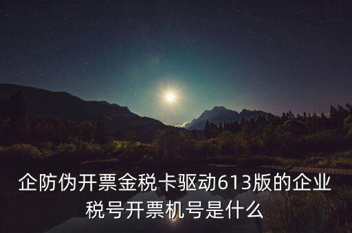 金稅盤企業(yè)稅號是什么，企防偽開票金稅卡驅(qū)動613版的企業(yè)稅號開票機(jī)號是什么