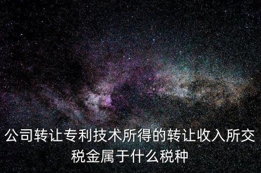 公司出售專利交什么稅，公司轉讓專利技術所得的轉讓收入所交稅金屬于什么稅種
