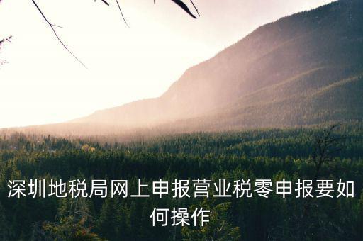 深圳地稅如何零申報(bào)表，深圳地稅網(wǎng)上零報(bào)稅怎樣操作
