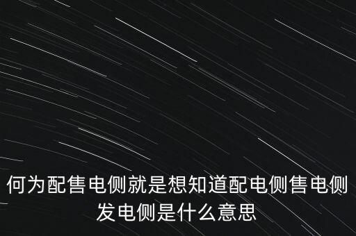 什么是發(fā)電側(cè)，發(fā)電側(cè)和變電側(cè)的側(cè)是什么意思啊