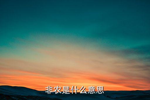 大非農(nóng)是什么意思，非農(nóng)是什么意思