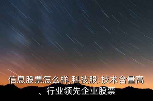 初靈信息股票怎么樣,科技股:技術含量高、行業(yè)領先企業(yè)股票