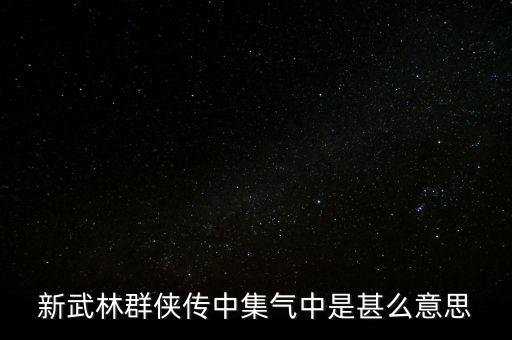 中集是什么意思，新武林群俠傳中集氣中是甚么意思
