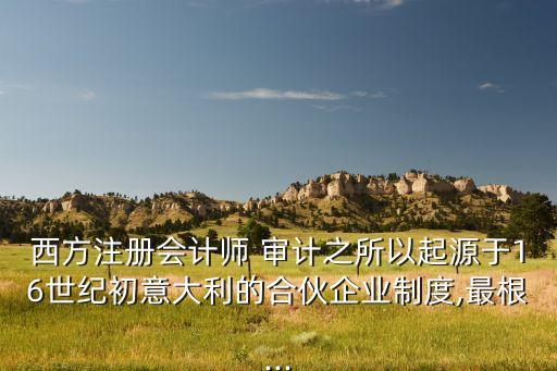 西方注冊會(huì)計(jì)師 審計(jì)之所以起源于16世紀(jì)初意大利的合伙企業(yè)制度,最根...