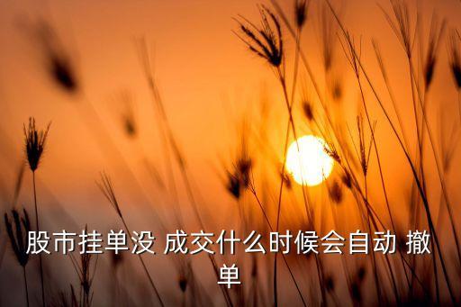 股市掛單沒 成交什么時(shí)候會(huì)自動(dòng) 撤單
