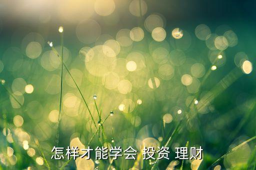 怎樣做投資與理財(cái)市場,網(wǎng)絡(luò)投資與理財(cái)怎么做