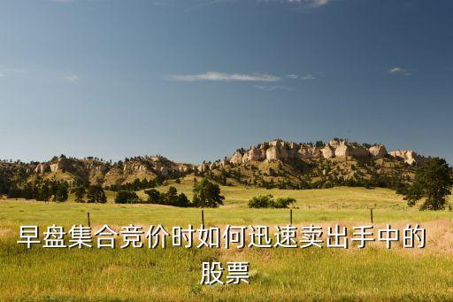早盤集合競價(jià)時(shí)如何迅速賣出手中的 股票